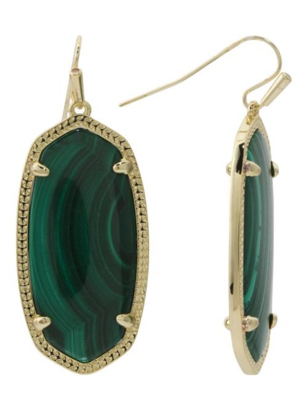 KENDRA SCOTT Made In Thailand Gold Green Malachite Elle Earrings